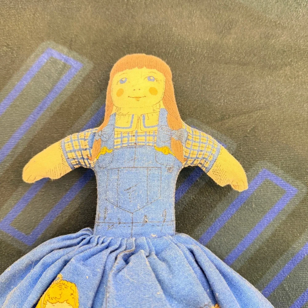 Handmade Topsy Turvy Flip Doll Kids Blue Cream Reversible Cloth Rag Doll